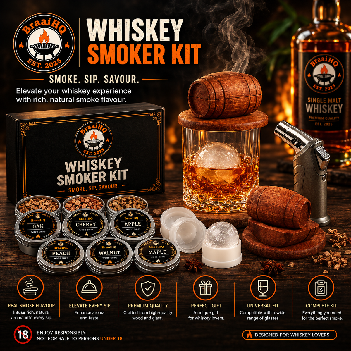 BraaiHQ Whiskey Smoker Kit